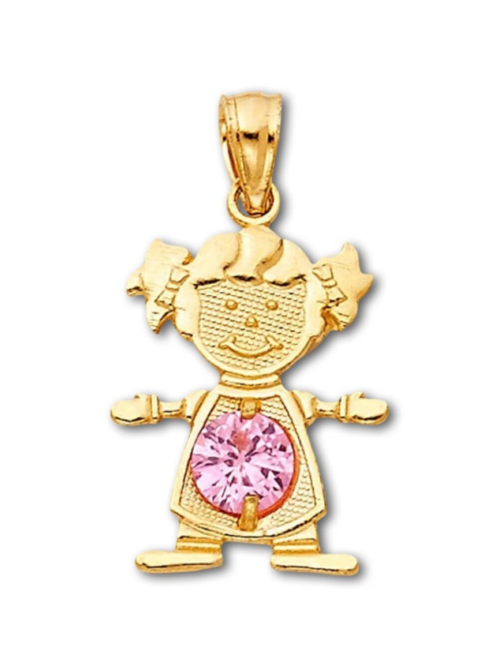 14k Solid Gold October Birthstone Girl Charm By Tehrani Jewelry